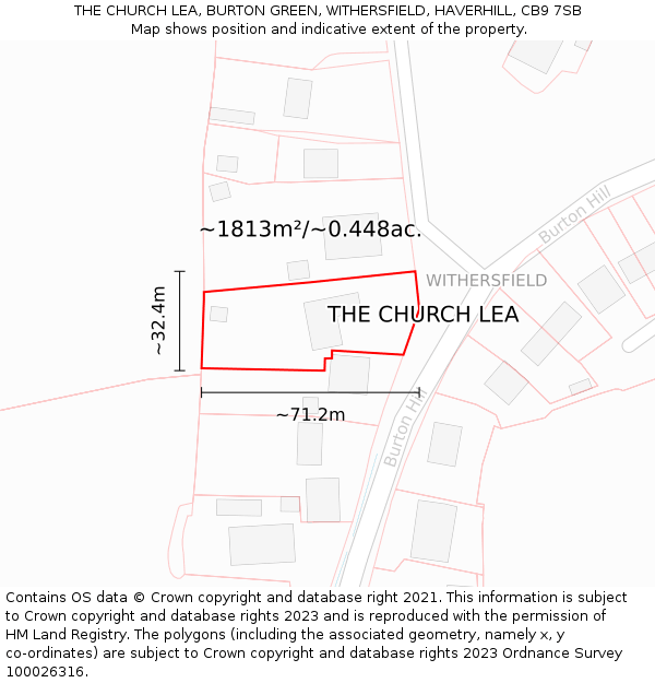 THE CHURCH LEA, BURTON GREEN, WITHERSFIELD, HAVERHILL, CB9 7SB: Plot and title map