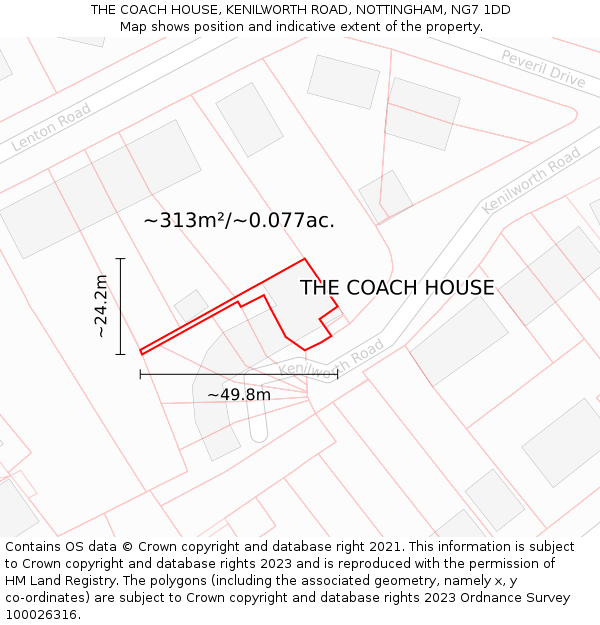 THE COACH HOUSE, KENILWORTH ROAD, NOTTINGHAM, NG7 1DD: Plot and title map