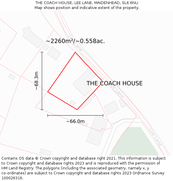 THE COACH HOUSE, LEE LANE, MAIDENHEAD, SL6 6NU: Plot and title map