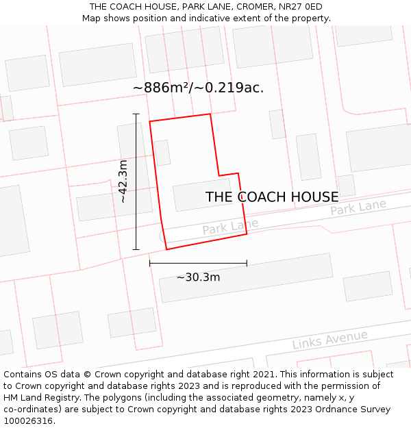 THE COACH HOUSE, PARK LANE, CROMER, NR27 0ED: Plot and title map