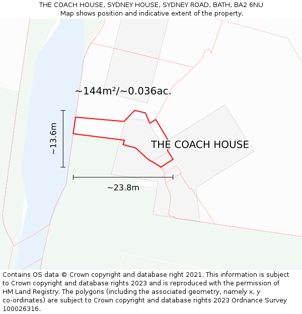 THE COACH HOUSE, SYDNEY HOUSE, SYDNEY ROAD, BATH, BA2 6NU: Plot and title map