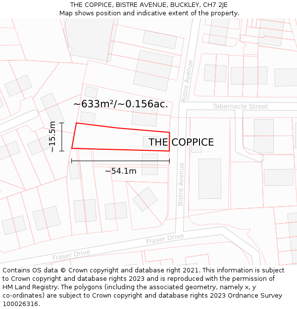 THE COPPICE, BISTRE AVENUE, BUCKLEY, CH7 2JE: Plot and title map