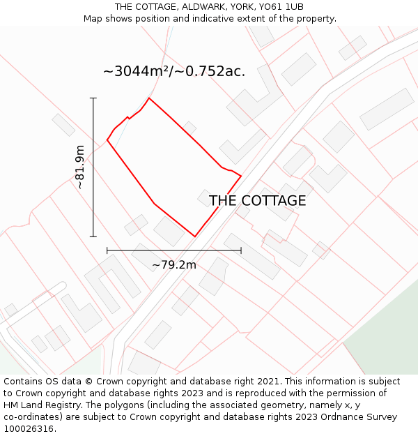 THE COTTAGE, ALDWARK, YORK, YO61 1UB: Plot and title map