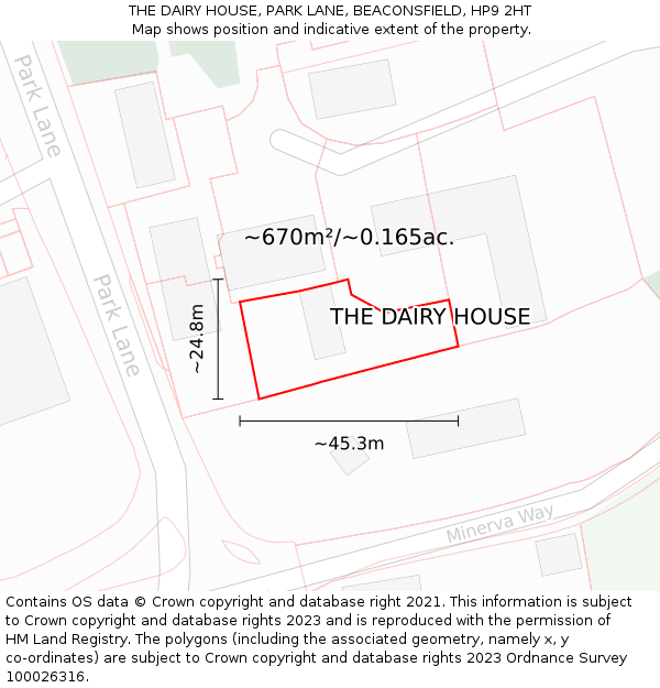 THE DAIRY HOUSE, PARK LANE, BEACONSFIELD, HP9 2HT: Plot and title map