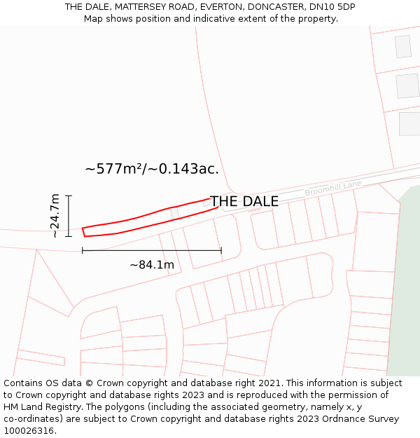 THE DALE, MATTERSEY ROAD, EVERTON, DONCASTER, DN10 5DP: Plot and title map