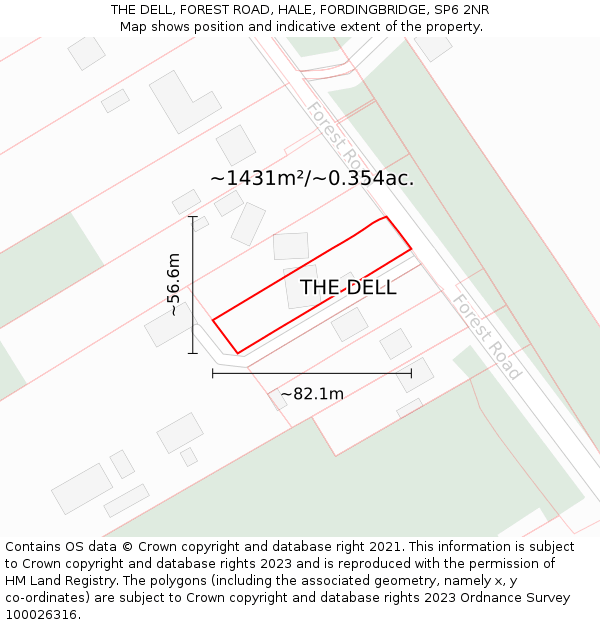 THE DELL, FOREST ROAD, HALE, FORDINGBRIDGE, SP6 2NR: Plot and title map