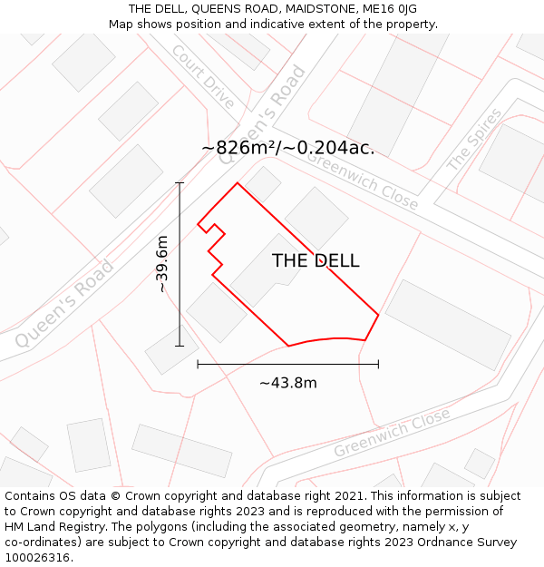 THE DELL, QUEENS ROAD, MAIDSTONE, ME16 0JG: Plot and title map