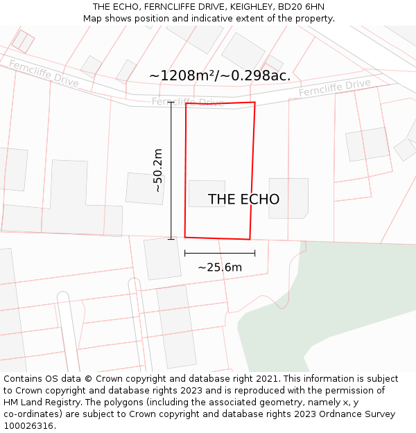 THE ECHO, FERNCLIFFE DRIVE, KEIGHLEY, BD20 6HN: Plot and title map