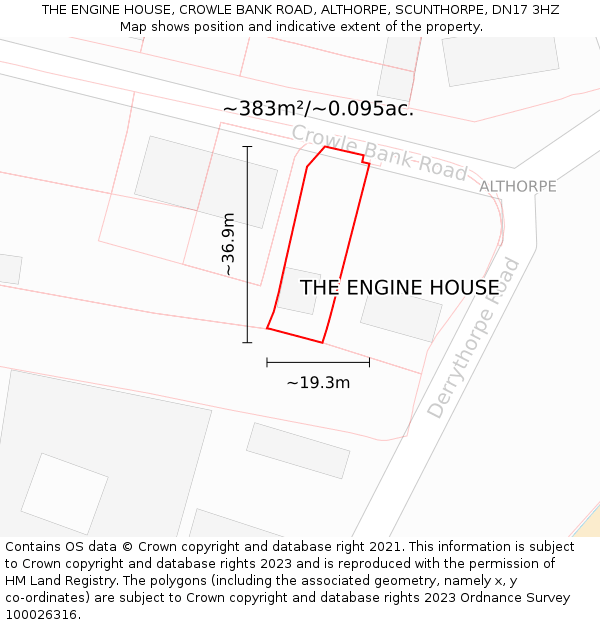 THE ENGINE HOUSE, CROWLE BANK ROAD, ALTHORPE, SCUNTHORPE, DN17 3HZ: Plot and title map