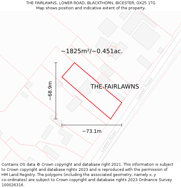 THE FAIRLAWNS, LOWER ROAD, BLACKTHORN, BICESTER, OX25 1TG: Plot and title map