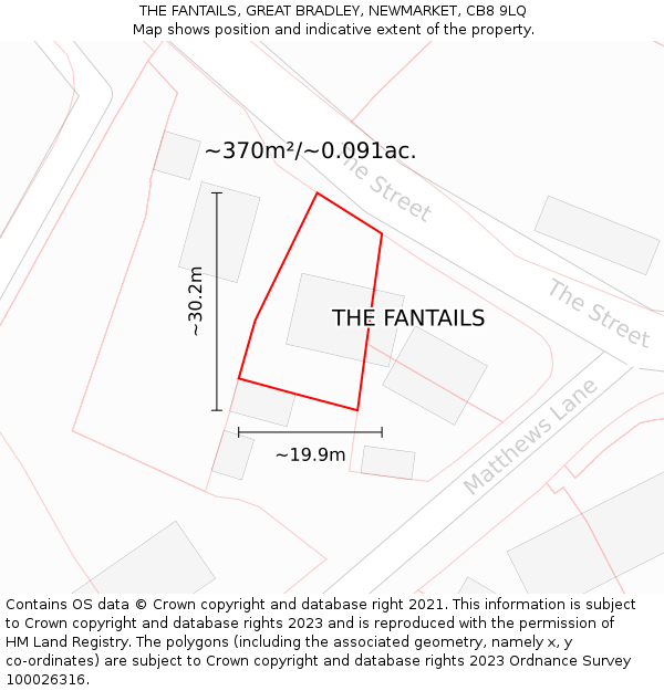 THE FANTAILS, GREAT BRADLEY, NEWMARKET, CB8 9LQ: Plot and title map