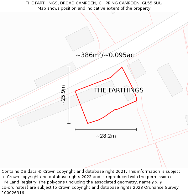 THE FARTHINGS, BROAD CAMPDEN, CHIPPING CAMPDEN, GL55 6UU: Plot and title map