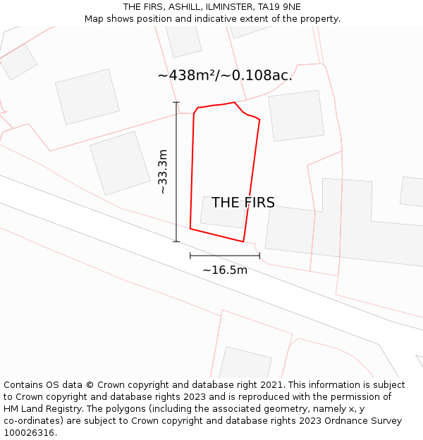 THE FIRS, ASHILL, ILMINSTER, TA19 9NE: Plot and title map