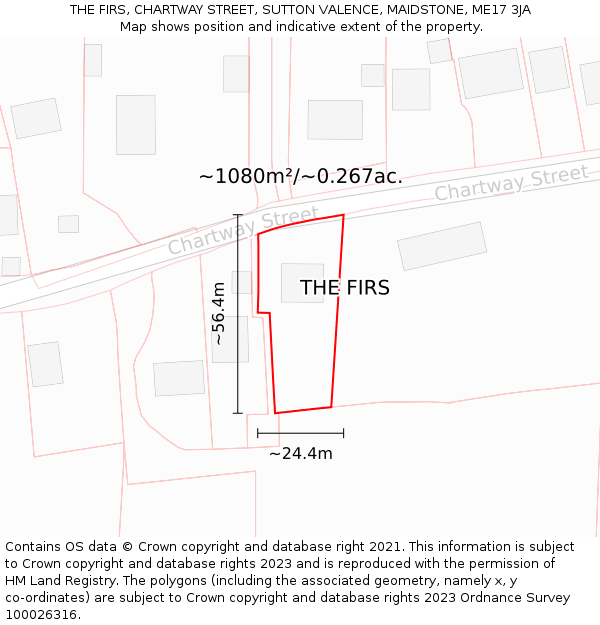 THE FIRS, CHARTWAY STREET, SUTTON VALENCE, MAIDSTONE, ME17 3JA: Plot and title map