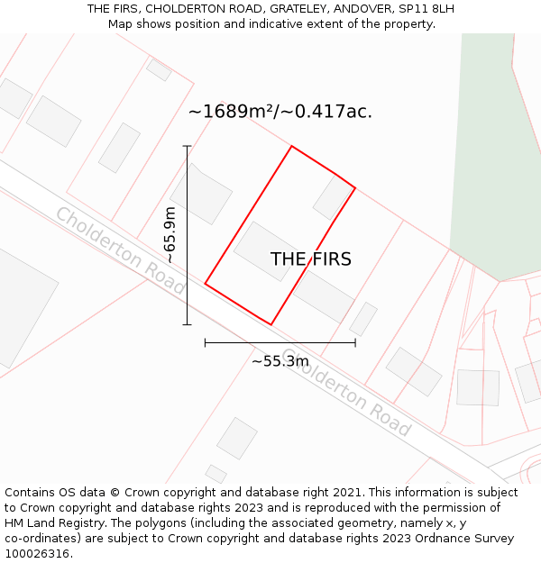 THE FIRS, CHOLDERTON ROAD, GRATELEY, ANDOVER, SP11 8LH: Plot and title map