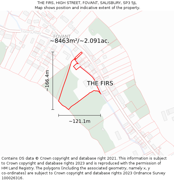 THE FIRS, HIGH STREET, FOVANT, SALISBURY, SP3 5JL: Plot and title map