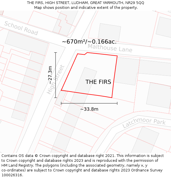 THE FIRS, HIGH STREET, LUDHAM, GREAT YARMOUTH, NR29 5QQ: Plot and title map