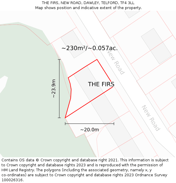 THE FIRS, NEW ROAD, DAWLEY, TELFORD, TF4 3LL: Plot and title map