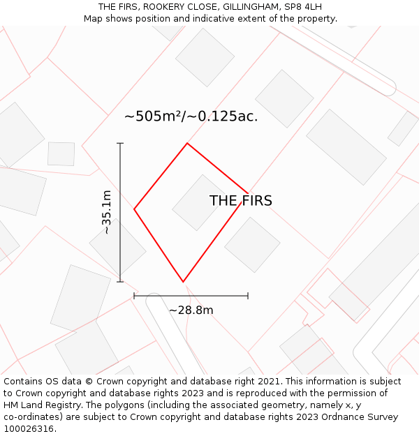 THE FIRS, ROOKERY CLOSE, GILLINGHAM, SP8 4LH: Plot and title map