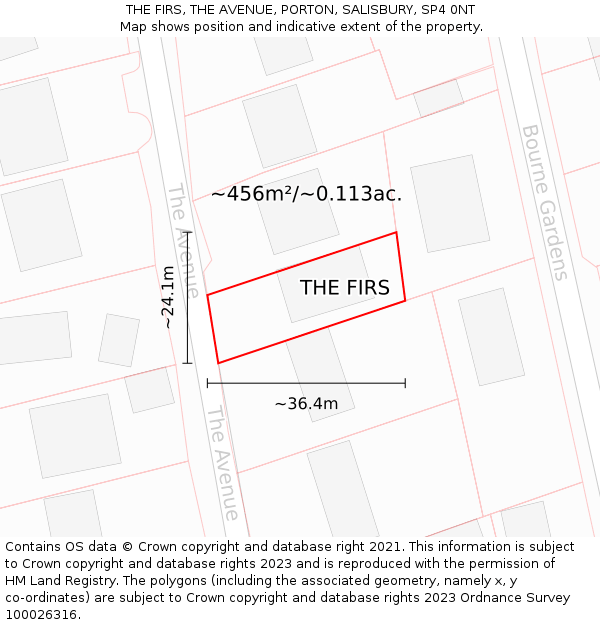 THE FIRS, THE AVENUE, PORTON, SALISBURY, SP4 0NT: Plot and title map