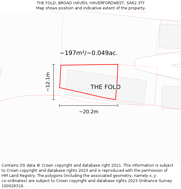 THE FOLD, BROAD HAVEN, HAVERFORDWEST, SA62 3TY: Plot and title map