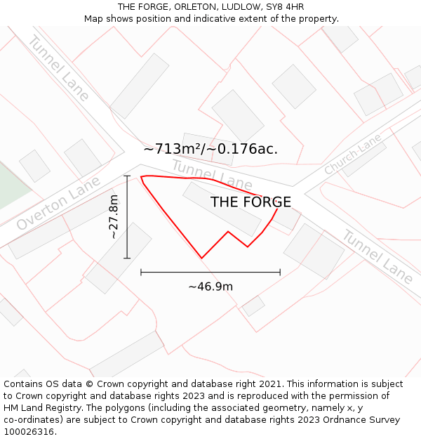 THE FORGE, ORLETON, LUDLOW, SY8 4HR: Plot and title map