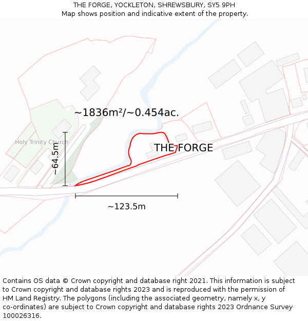 THE FORGE, YOCKLETON, SHREWSBURY, SY5 9PH: Plot and title map