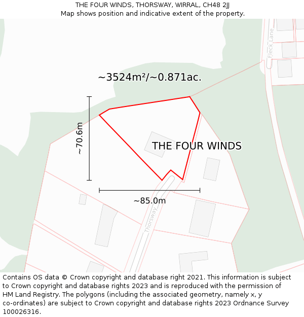 THE FOUR WINDS, THORSWAY, WIRRAL, CH48 2JJ: Plot and title map