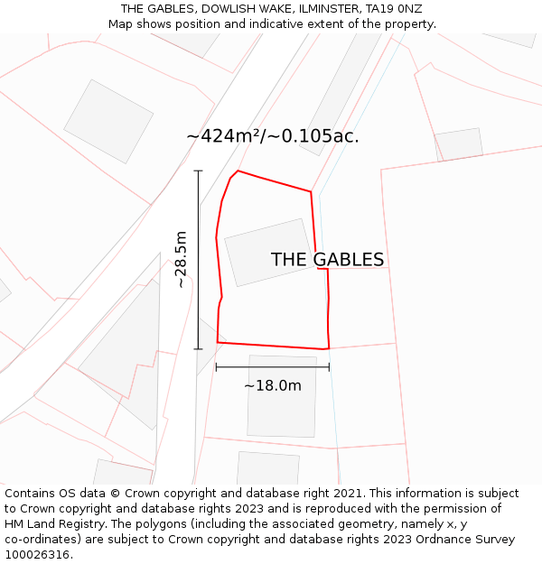 THE GABLES, DOWLISH WAKE, ILMINSTER, TA19 0NZ: Plot and title map