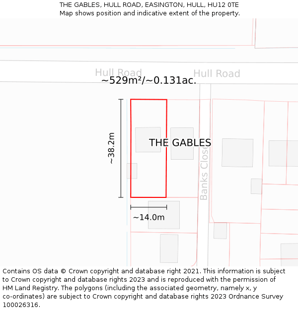 THE GABLES, HULL ROAD, EASINGTON, HULL, HU12 0TE: Plot and title map