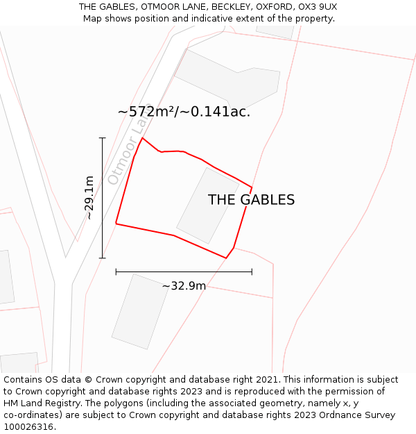 THE GABLES, OTMOOR LANE, BECKLEY, OXFORD, OX3 9UX: Plot and title map