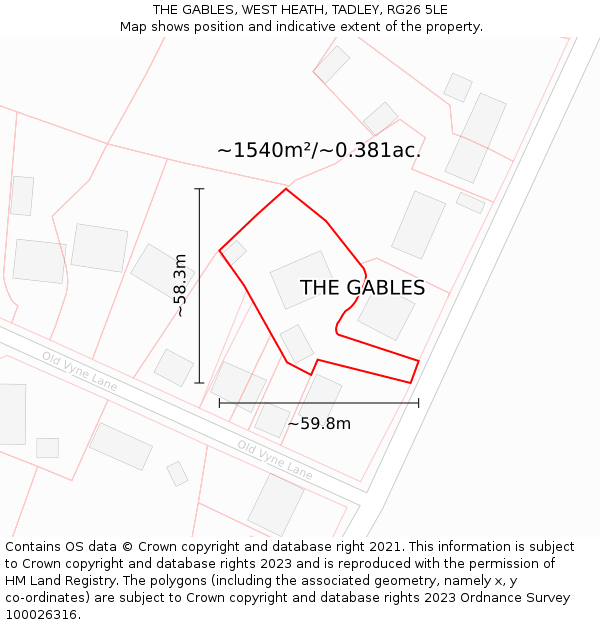 THE GABLES, WEST HEATH, TADLEY, RG26 5LE: Plot and title map