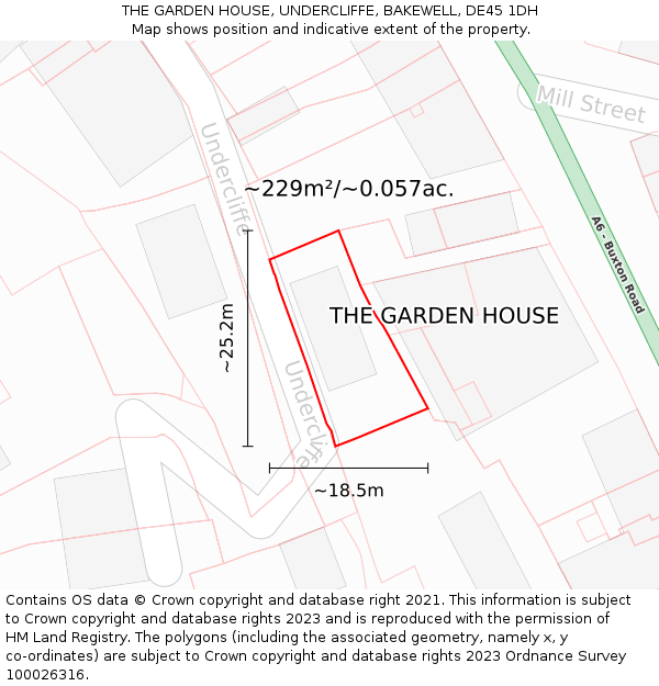 THE GARDEN HOUSE, UNDERCLIFFE, BAKEWELL, DE45 1DH: Plot and title map