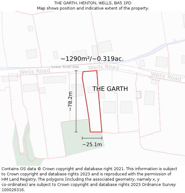 THE GARTH, HENTON, WELLS, BA5 1PD: Plot and title map