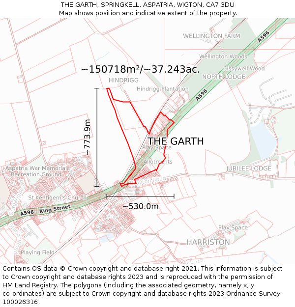 THE GARTH, SPRINGKELL, ASPATRIA, WIGTON, CA7 3DU: Plot and title map