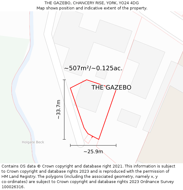 THE GAZEBO, CHANCERY RISE, YORK, YO24 4DG: Plot and title map