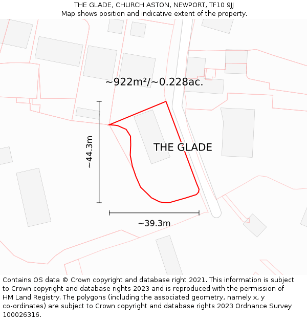 THE GLADE, CHURCH ASTON, NEWPORT, TF10 9JJ: Plot and title map