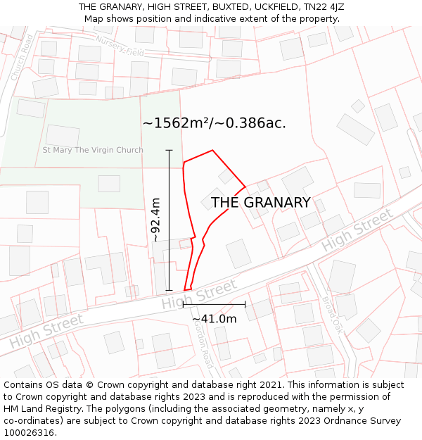 THE GRANARY, HIGH STREET, BUXTED, UCKFIELD, TN22 4JZ: Plot and title map