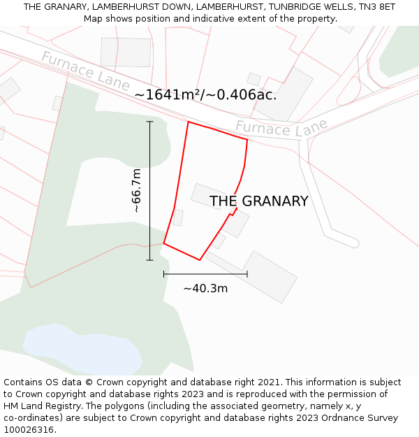 THE GRANARY, LAMBERHURST DOWN, LAMBERHURST, TUNBRIDGE WELLS, TN3 8ET: Plot and title map