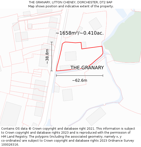 THE GRANARY, LITTON CHENEY, DORCHESTER, DT2 9AP: Plot and title map