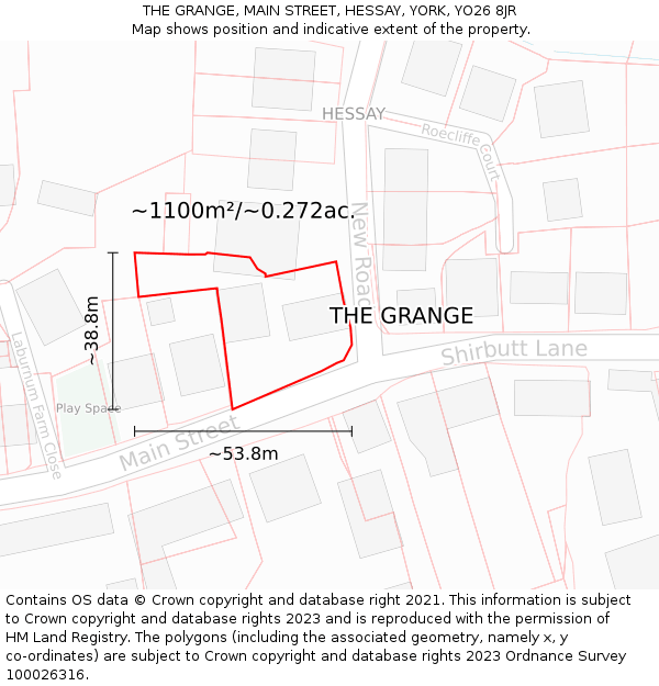 THE GRANGE, MAIN STREET, HESSAY, YORK, YO26 8JR: Plot and title map