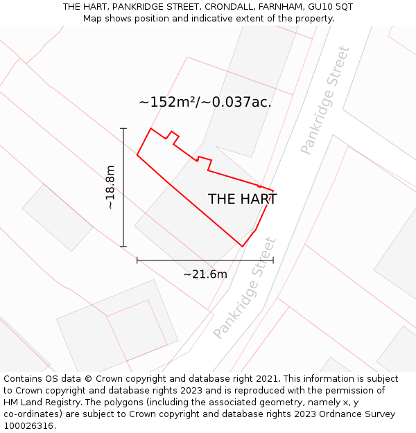 THE HART, PANKRIDGE STREET, CRONDALL, FARNHAM, GU10 5QT: Plot and title map