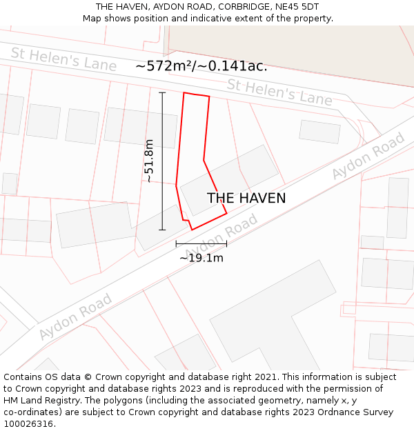 THE HAVEN, AYDON ROAD, CORBRIDGE, NE45 5DT: Plot and title map