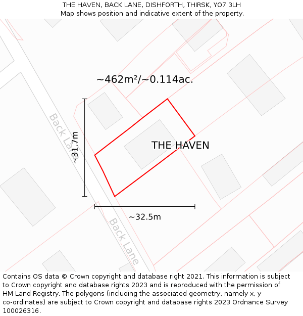 THE HAVEN, BACK LANE, DISHFORTH, THIRSK, YO7 3LH: Plot and title map