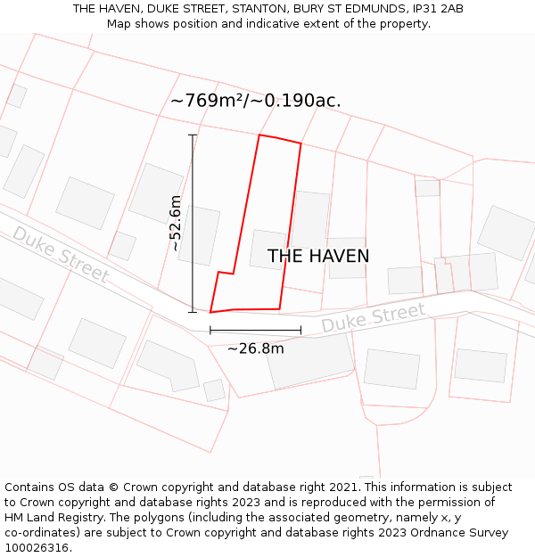 THE HAVEN, DUKE STREET, STANTON, BURY ST EDMUNDS, IP31 2AB: Plot and title map