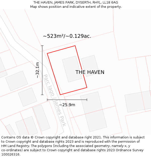 THE HAVEN, JAMES PARK, DYSERTH, RHYL, LL18 6AG: Plot and title map