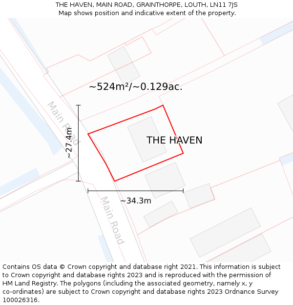 THE HAVEN, MAIN ROAD, GRAINTHORPE, LOUTH, LN11 7JS: Plot and title map