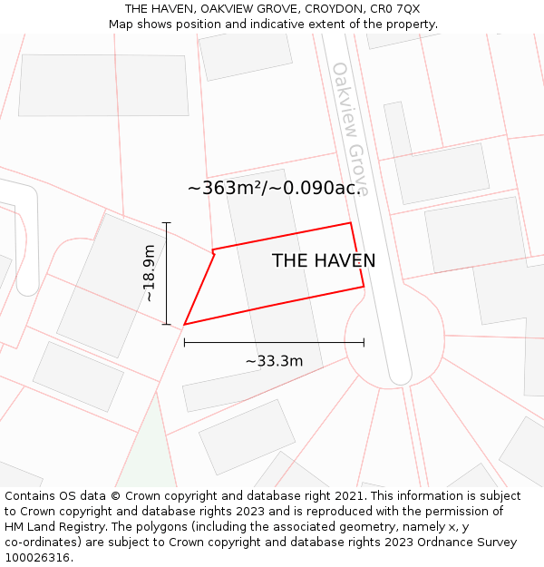 THE HAVEN, OAKVIEW GROVE, CROYDON, CR0 7QX: Plot and title map