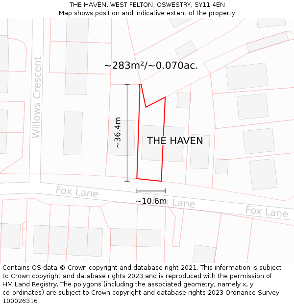 THE HAVEN, WEST FELTON, OSWESTRY, SY11 4EN: Plot and title map