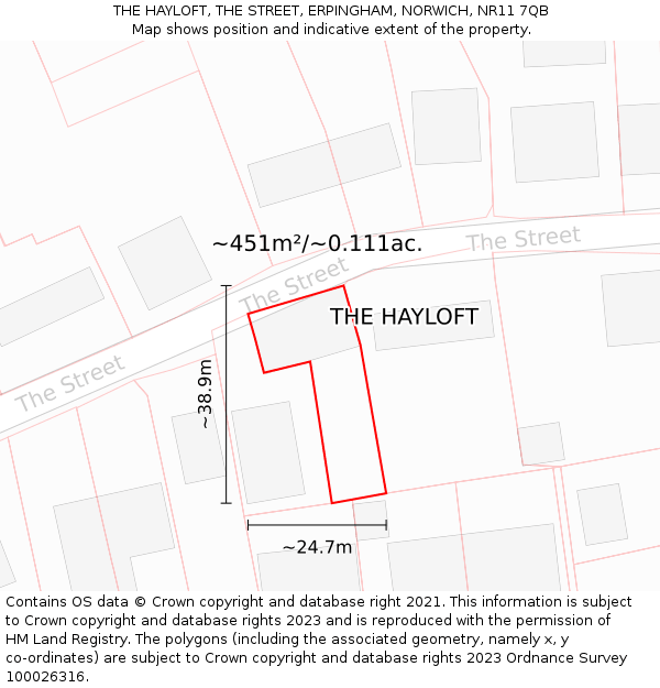 THE HAYLOFT, THE STREET, ERPINGHAM, NORWICH, NR11 7QB: Plot and title map